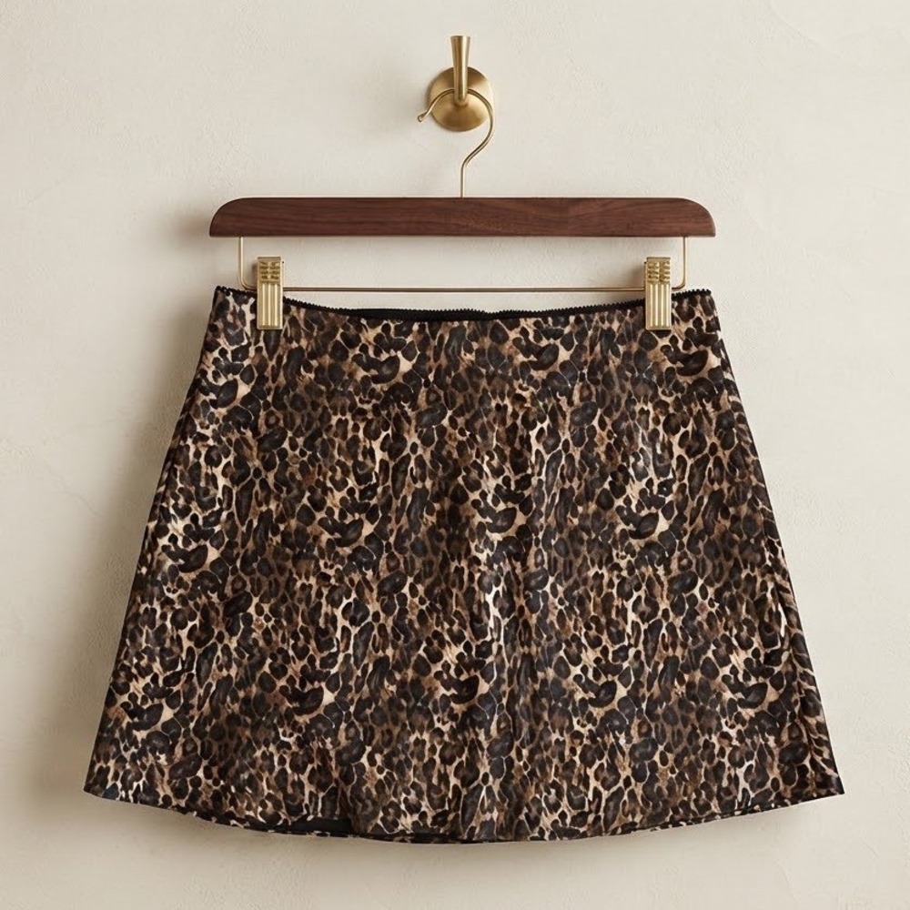 Life Leopard Print‎ Mini Skirt XL Animal Print Mobwife Stretchy A-Line Grunge